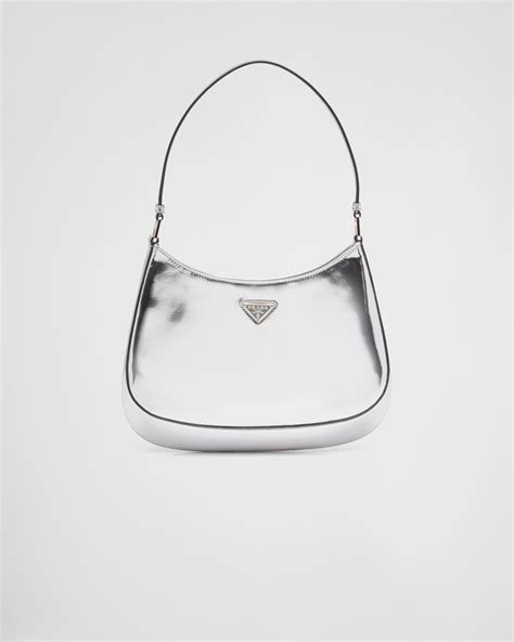 silver prada tote